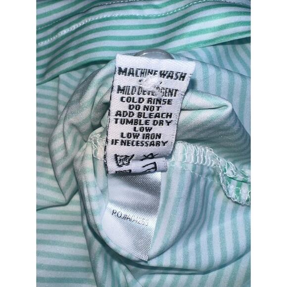 Straight Down Polo Shirt Men Size XXL Green Striped Performance Golf Embroidered - Picture 9 of 16